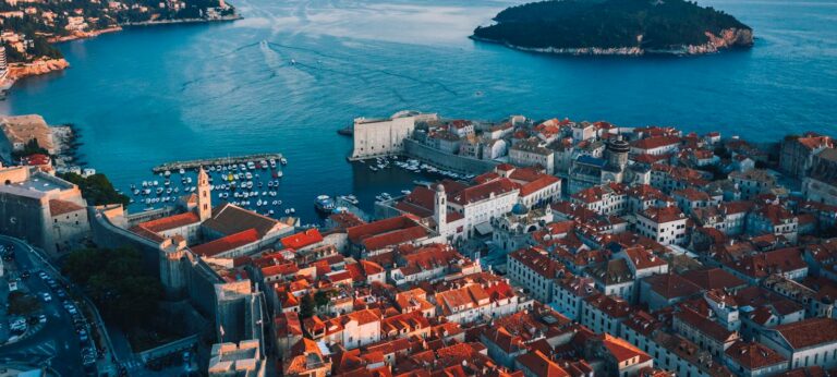 Aerial View of a City and Island